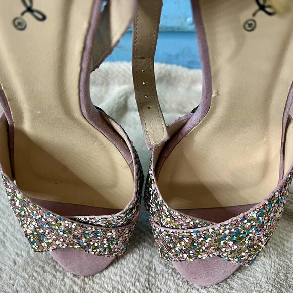Qupid Multi Glitter Pink Chunky Heels - Picture 3 of 11